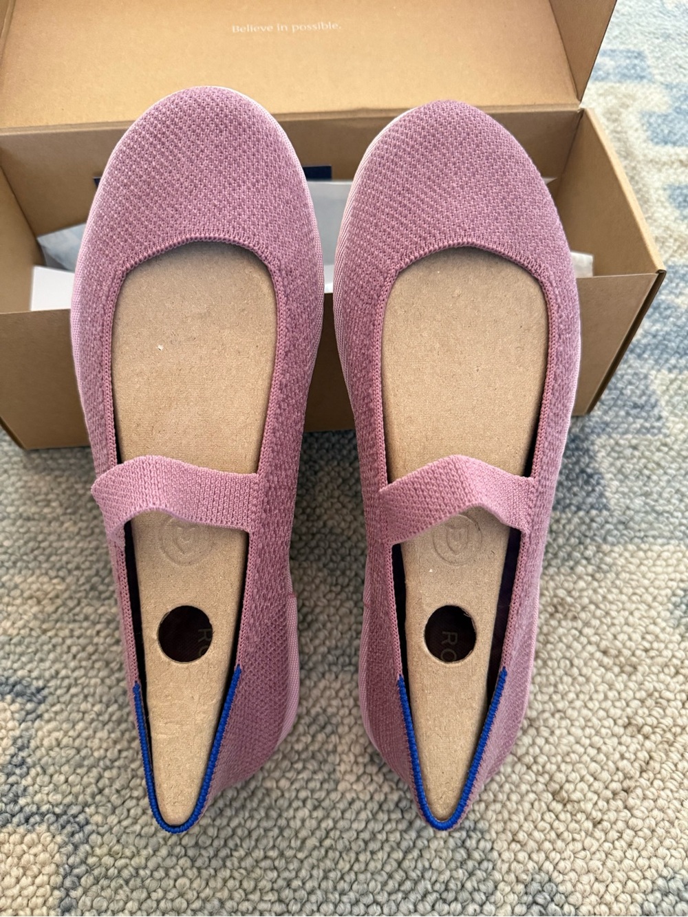 Rothy's ReVelvet Lilac Mary Jane Flats with Elastic Strap - Picture 5 of 6
